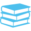 Books icon representing literacy support and children’s book donations.